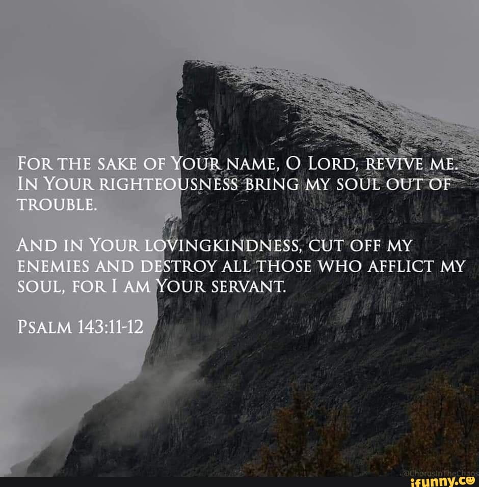 FOR THE SAKE OF YOUR NAME. O LORD, REVIVE ME. IN YOUR RIGHTEOUSNESS ...