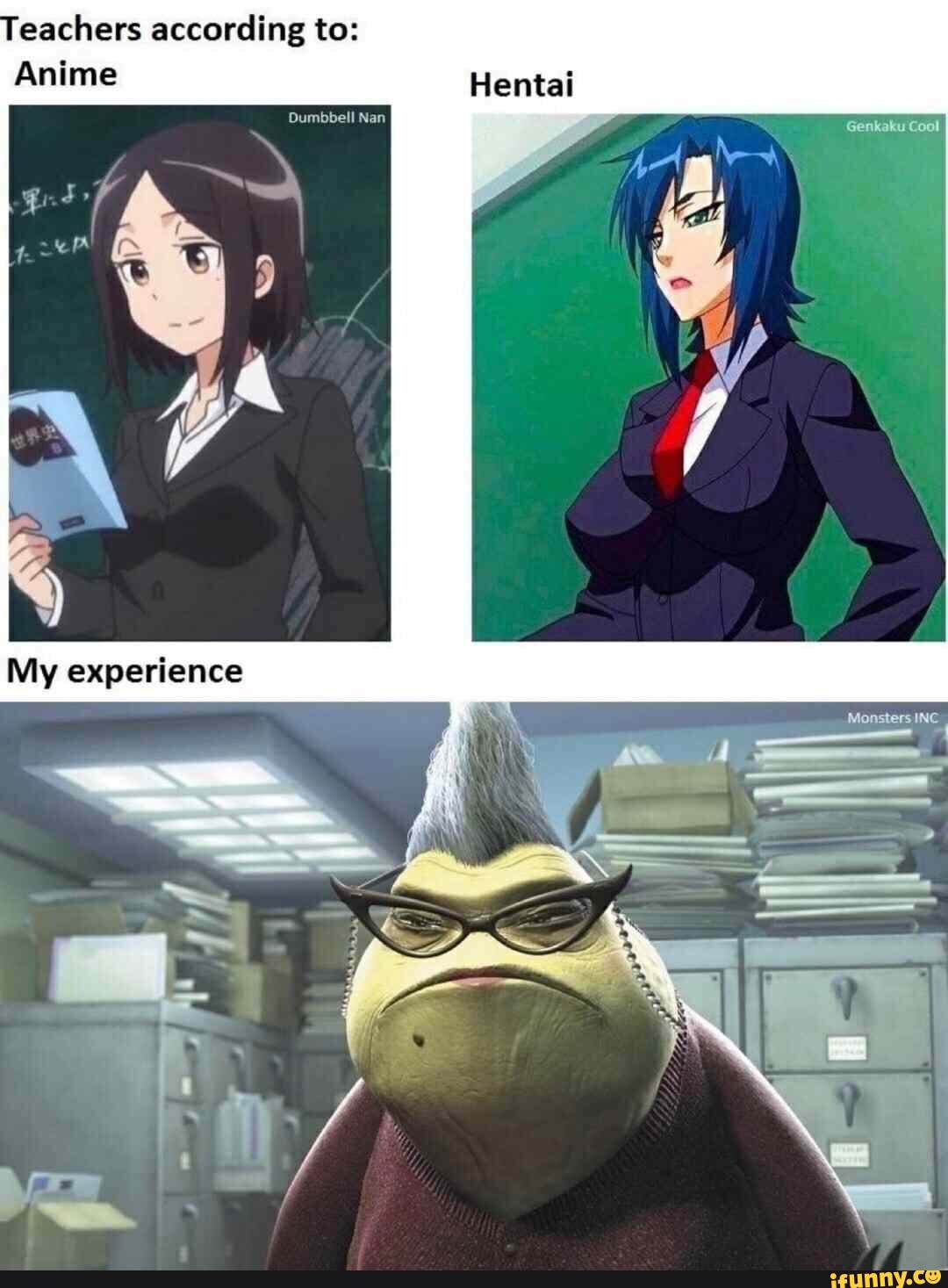 Eachers according to: Anime Hentai My experience Dumbbell Nan Genkaku Cool  Monsters INC - iFunny