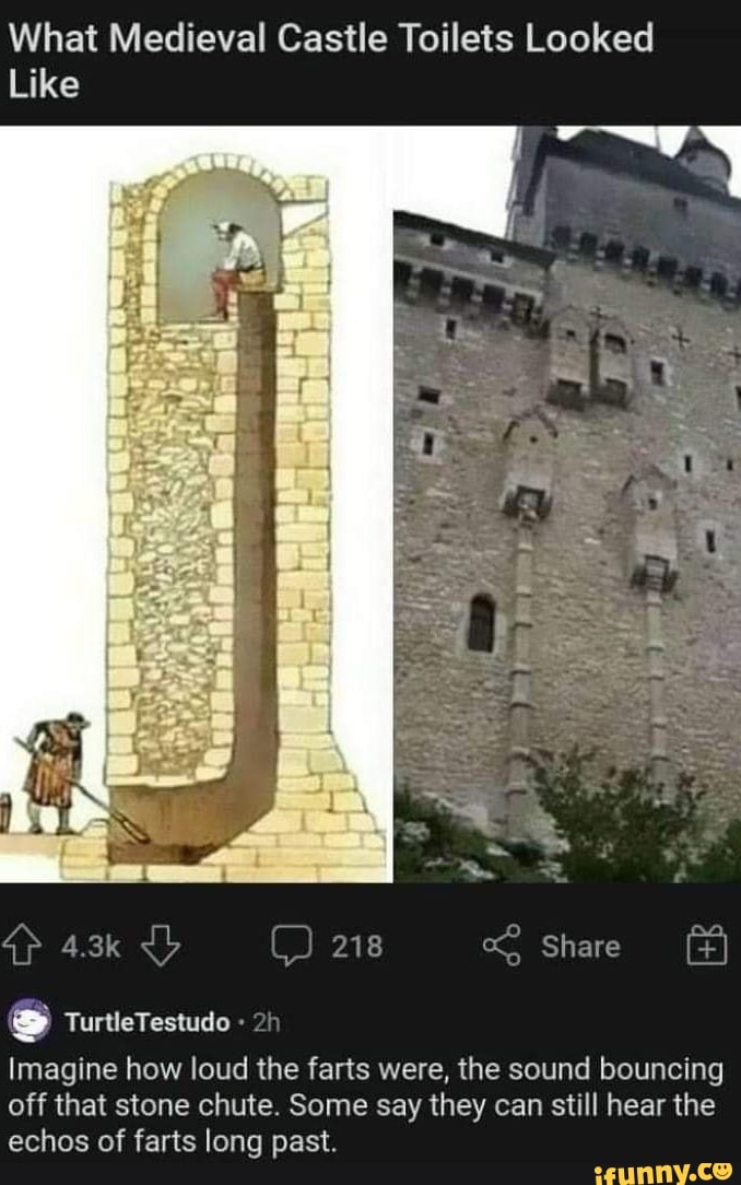 What Medieval Castle Toilets Looked
Like
Ss
Share
Imagine how loud the farts were, the sound bouncing off that stone chute. Some say they can still hear the echos of farts long past.