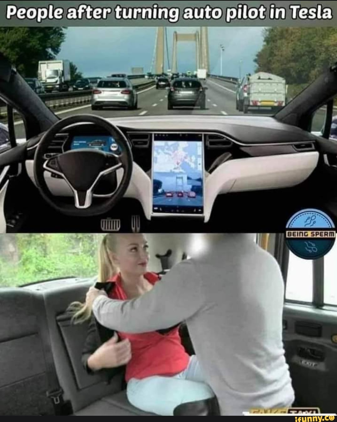 Taking dick in the tesla then gets railed from behind