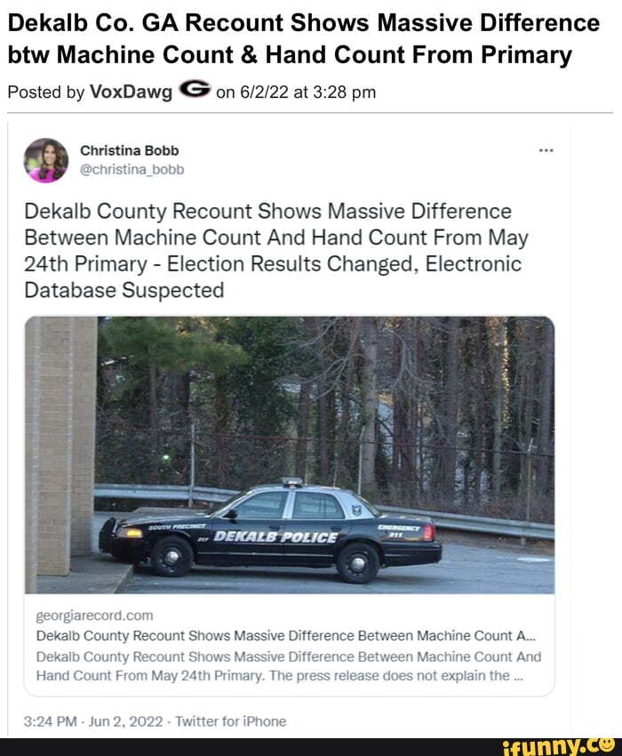 Dekalb Co. GA Recount Shows Massive Difference btw Machine Count & Hand