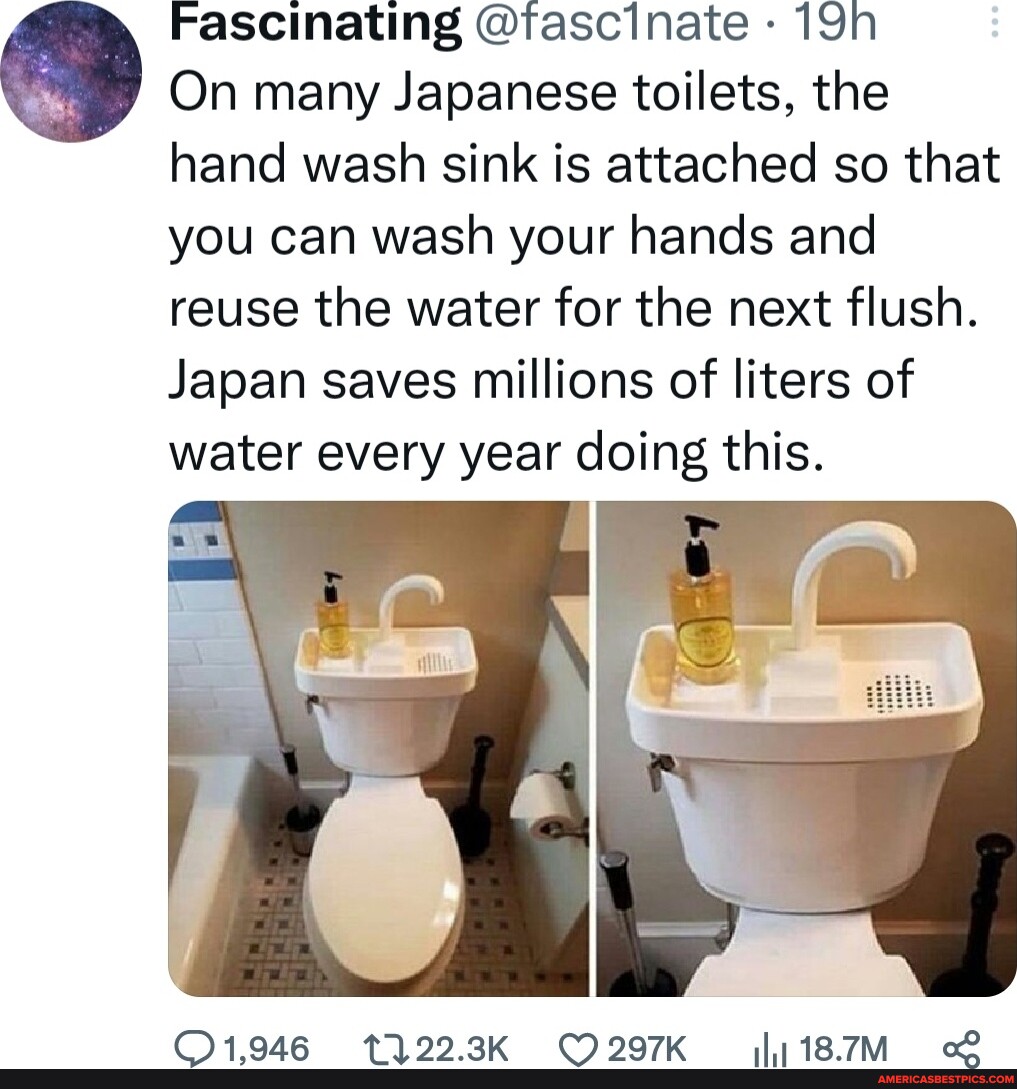 Fascinating nate On many Japanese toilets, the hand wash sink is ...