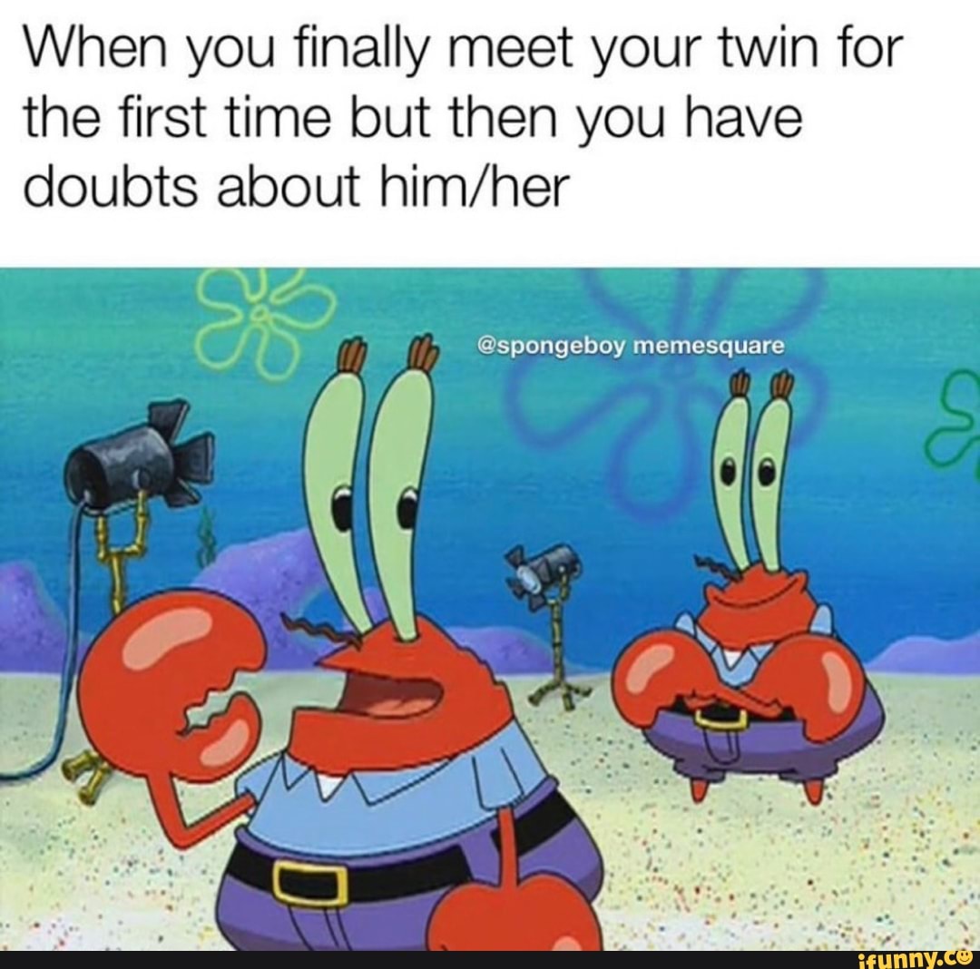 When you finally meet your twin for the first time but then you have ...