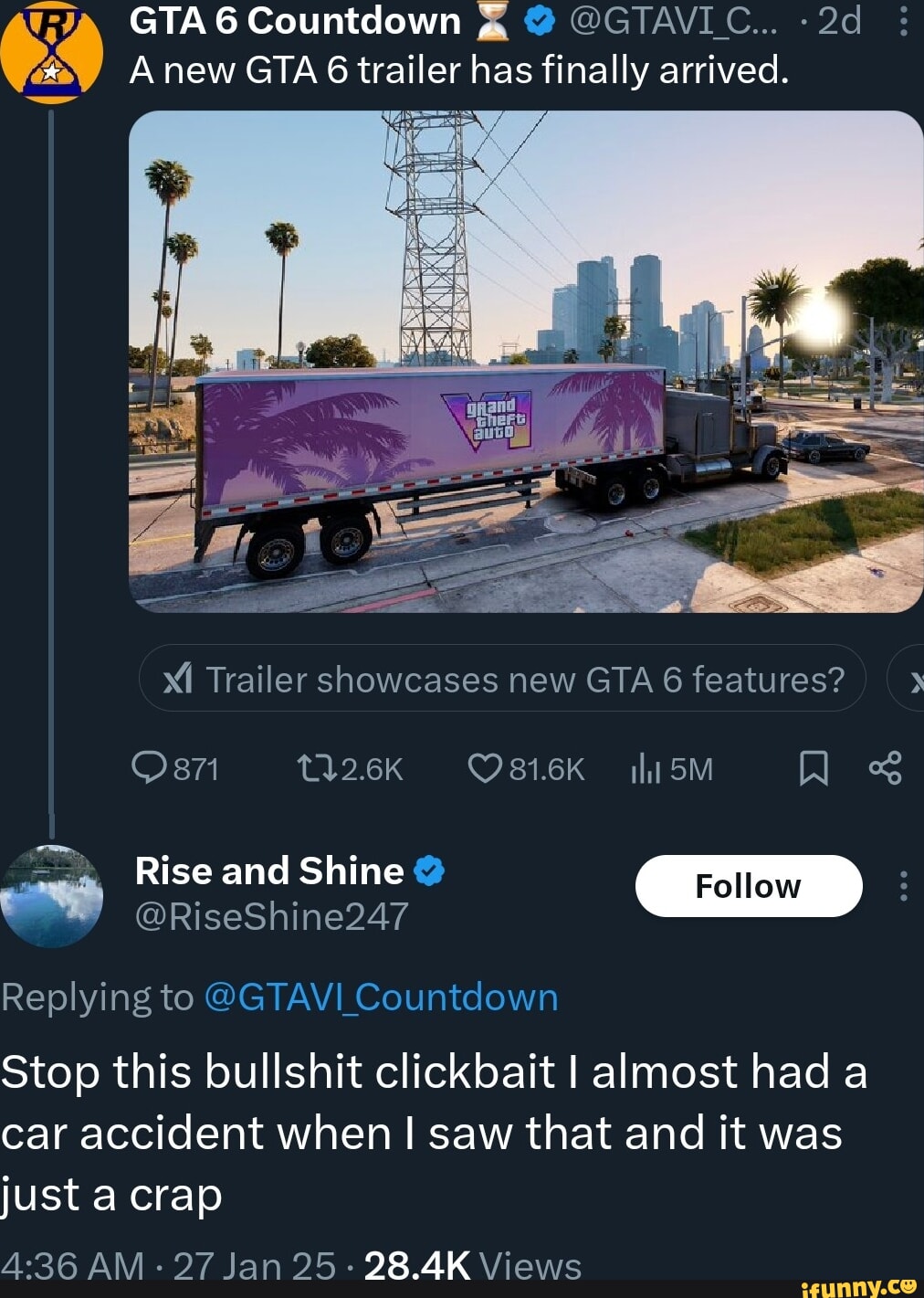 GTA 6 Countdown @ @GTAVLC... - A new GTA trailer has finally arrived