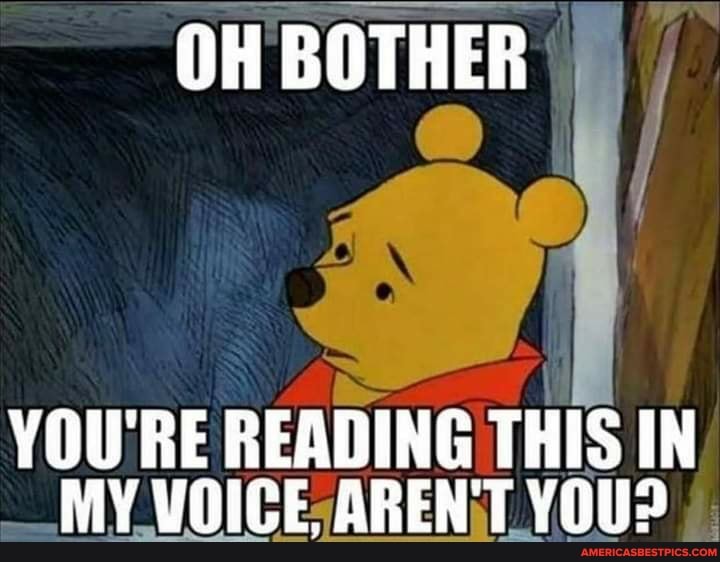 OH BOTHER
YOU'RE READING THIS IN MY VOICE, AREN'T YOU?