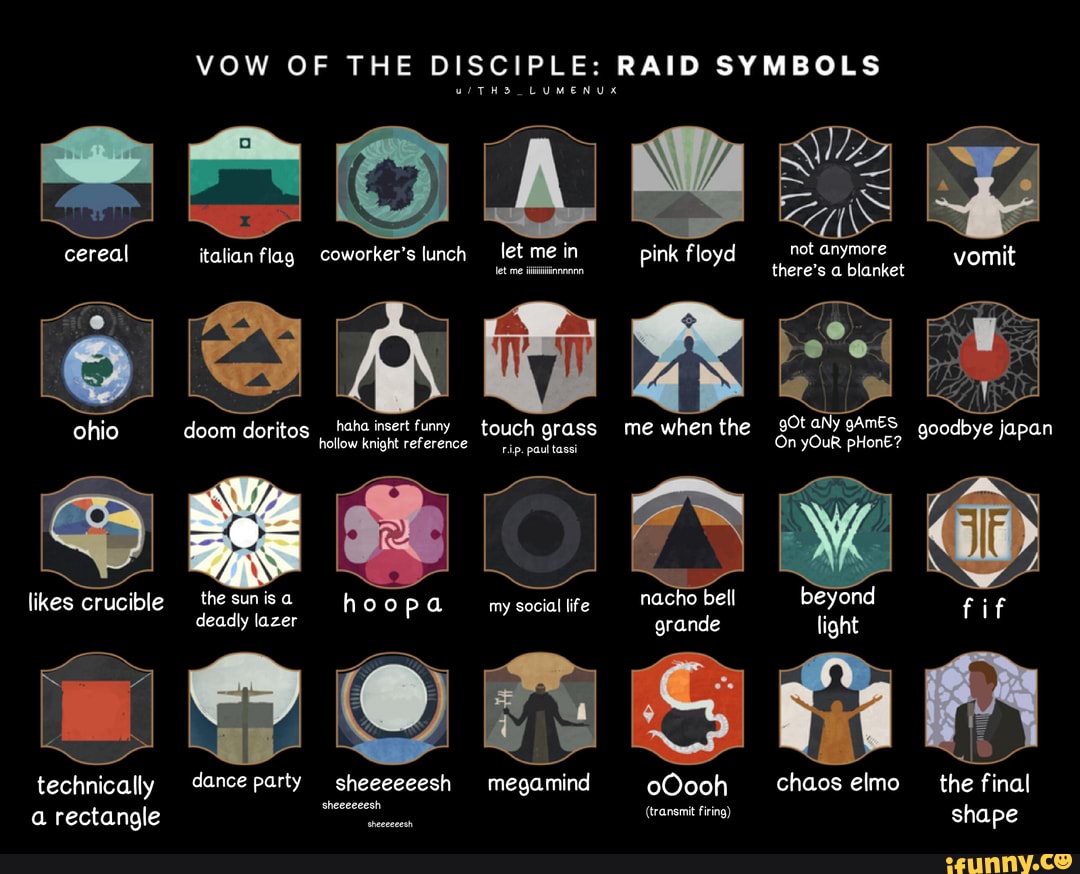 VOW OF THE DISCIPLE: RAID SYMBOLS LUMENUX cereal italian flag coworker ...