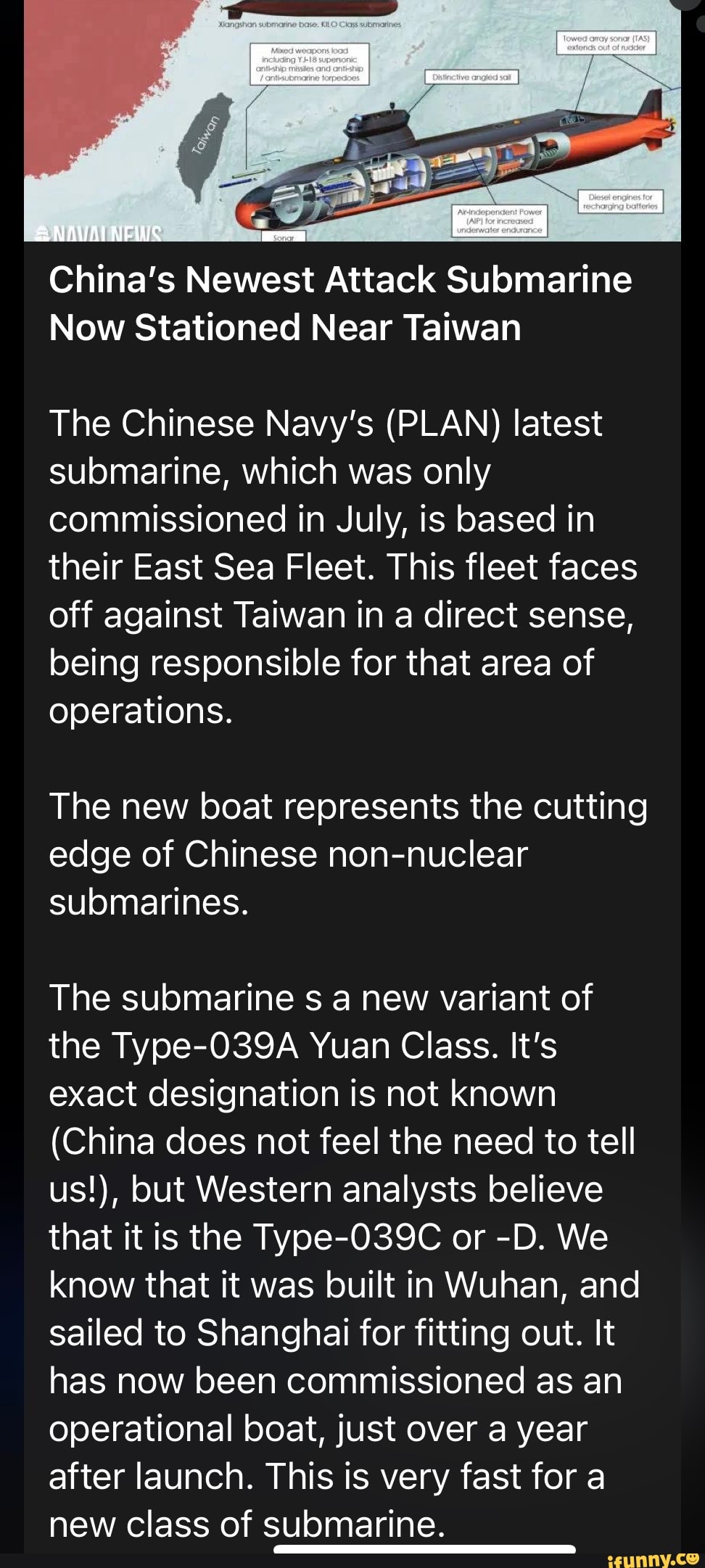 NAVAL NEWS s China's Newest Attack Submarine Now Stationed Near Taiwan