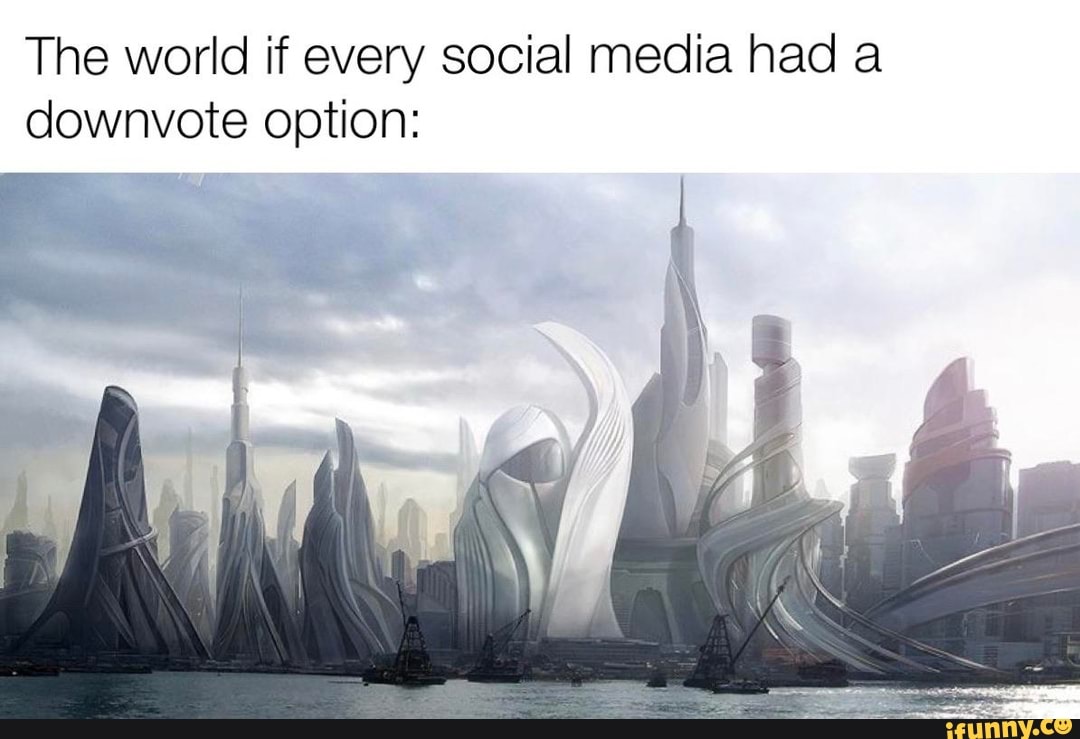 The world if every social media had a
downvote option: