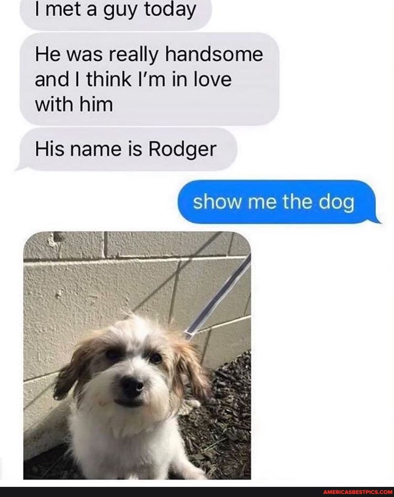 met a guy today
He was really handsome and I think I'm in love with him
His name is Rodger
show me the dog