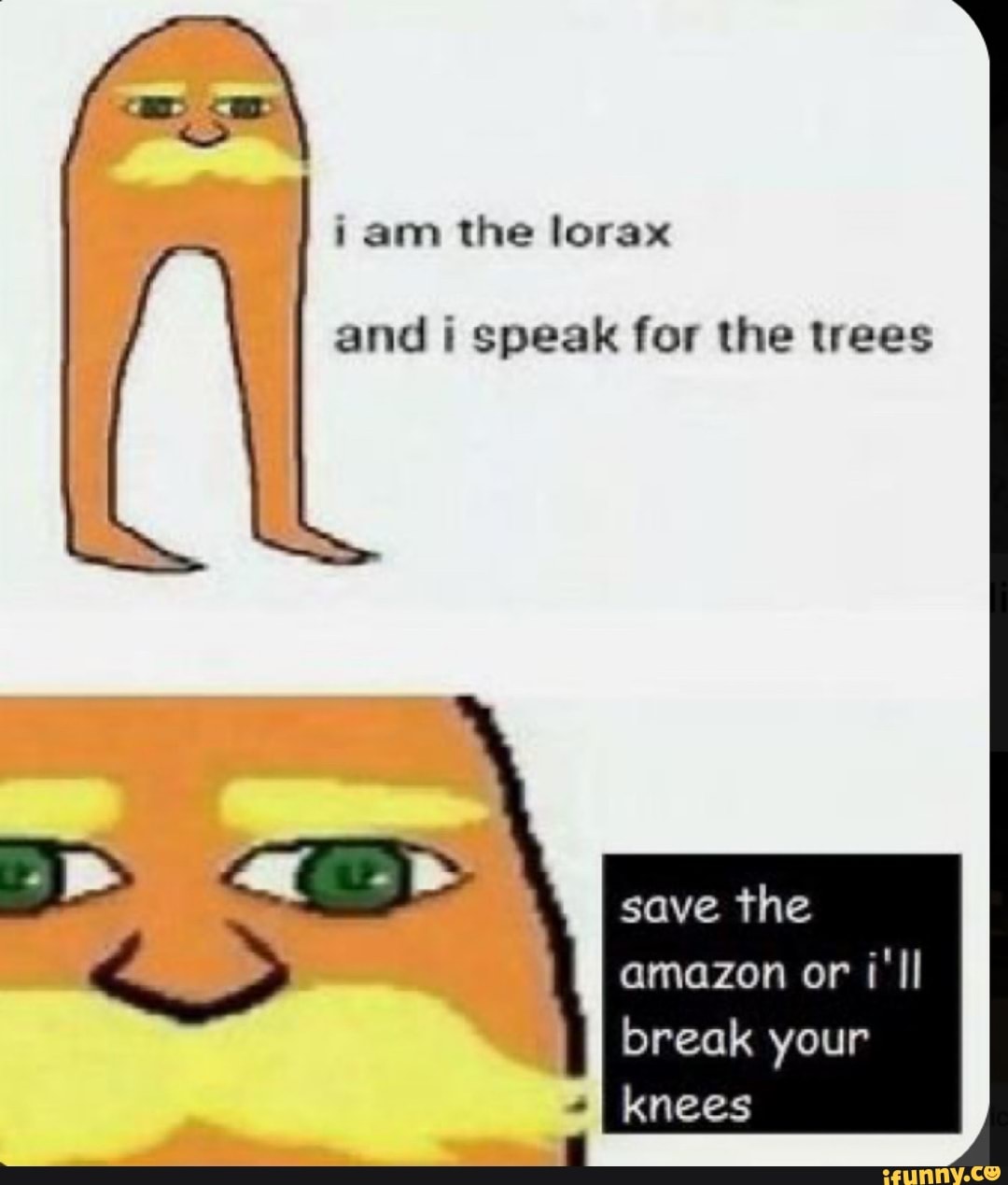 I Am The Lorax And I Speak For The Trees Save The Amazon Or Ii Break Your I Knees Ifunny
