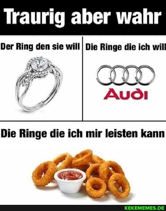 Traurig aber wahr
Der Ring den sie will I Die Ringe die ich will
Die Ringe die ich mir leisten kann