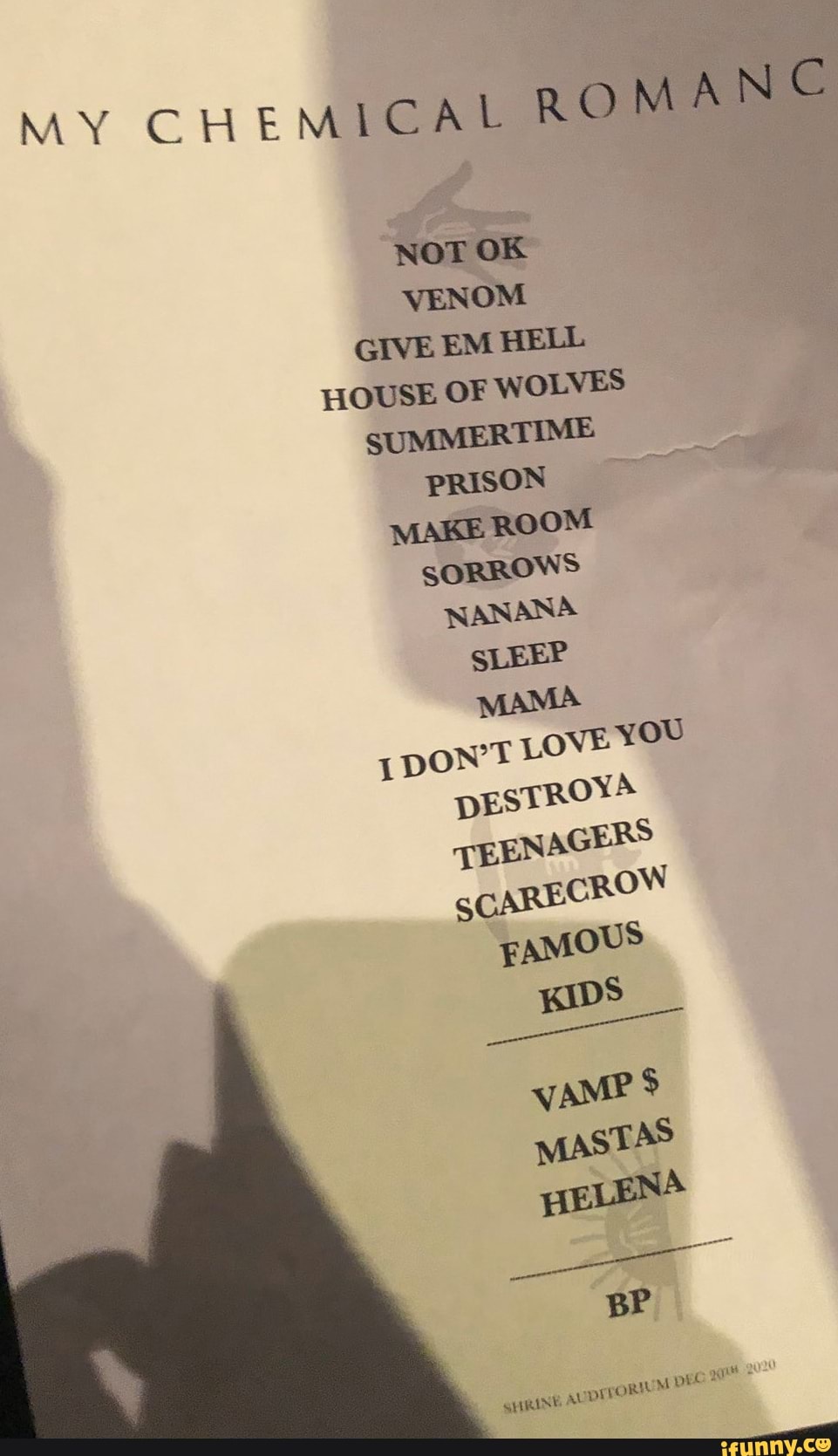 My.chemical romance setlist