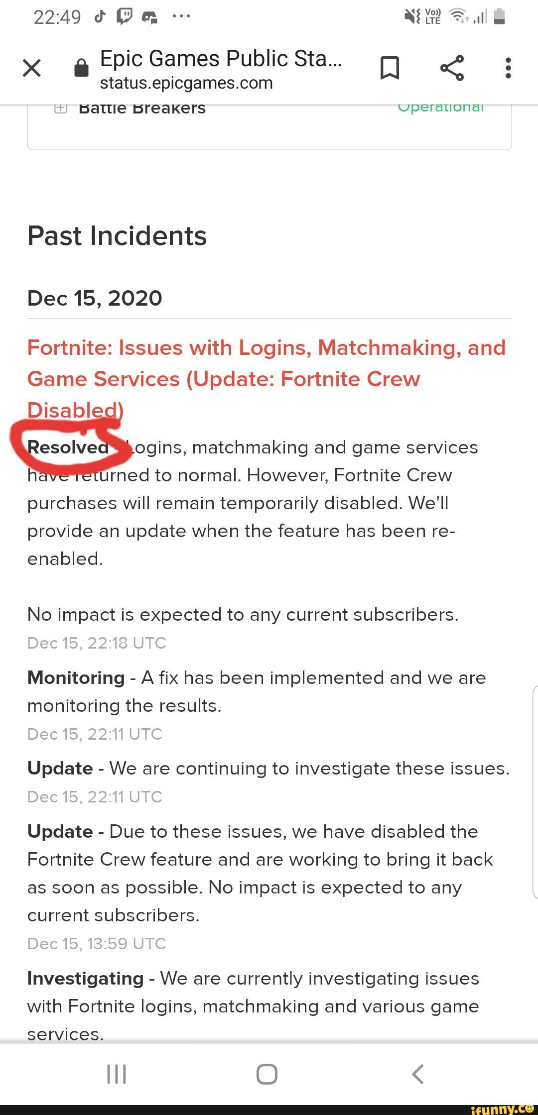 2249 Ga Epic Games Public Sta Pattie Breakers Past Incidents Dec 15 Fortnite Issues With
