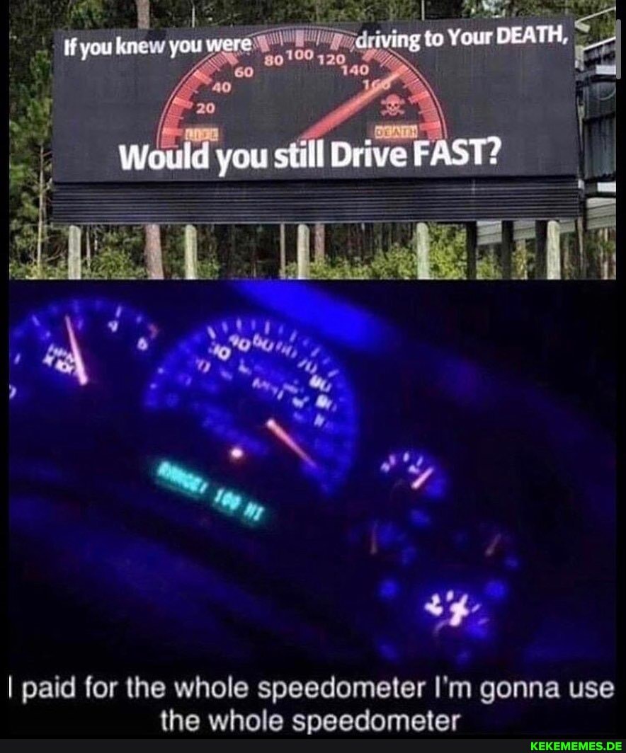 if you you were waving to Your DEATH,
Woula you still Drive FAST?
I paid for the whole speedometer I'm gonna use
tho cnoorinmoatar