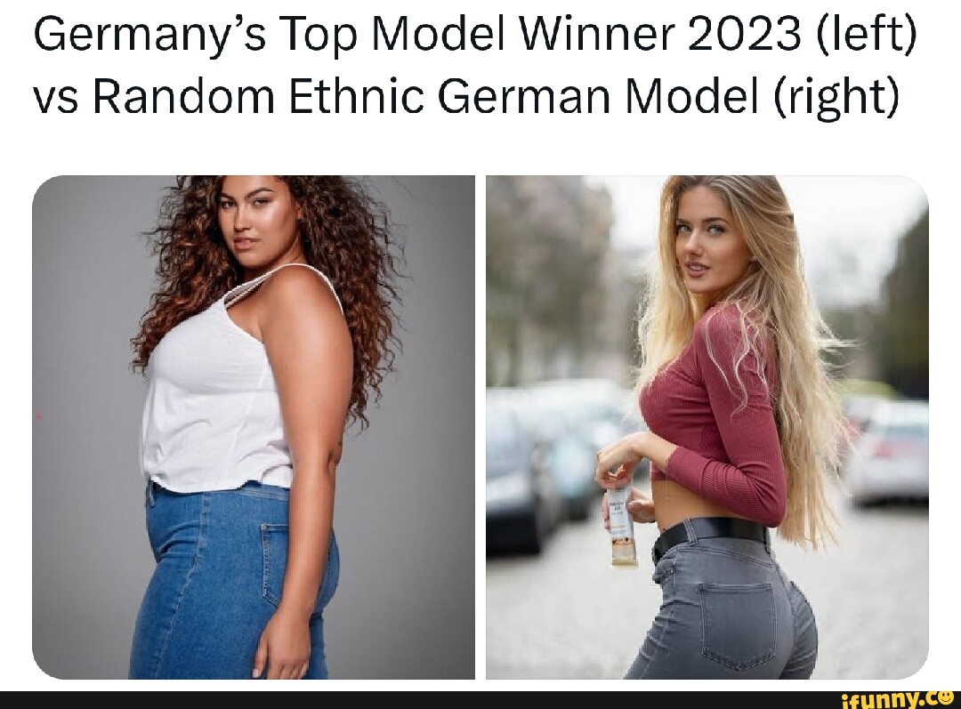 Germany's Top Model Winner 2023 (left) vs Random Ethnic German Model