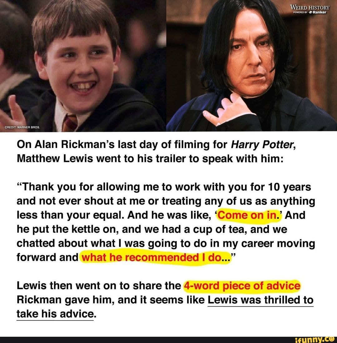 Matthew Lewis recalls career advice Alan Rickman gave him on final 'Harry  Potter' shoot day