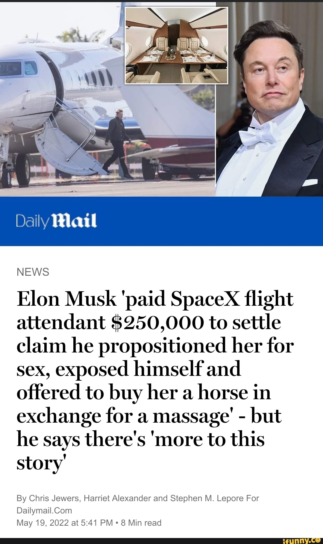 Daily Mail News Elon Musk Paid Spacex Flight Attendant 250 000 To