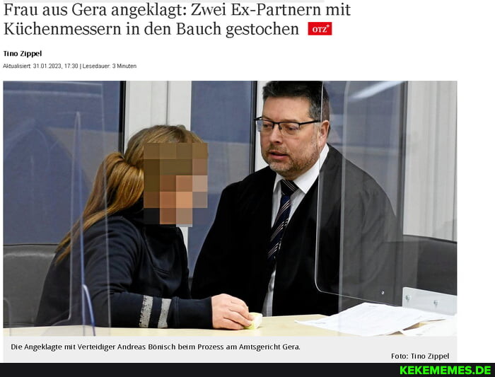 au aus Gera angehlagt: Zwer Ex-Partnern mit Kiichenmessero in den Bauch gestoche