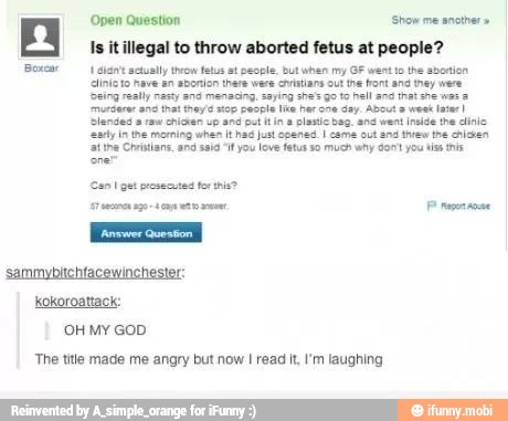 angry but now I read It, I'm laughing
sammybitchtacewinchester:
kokoroattack:
The title made me