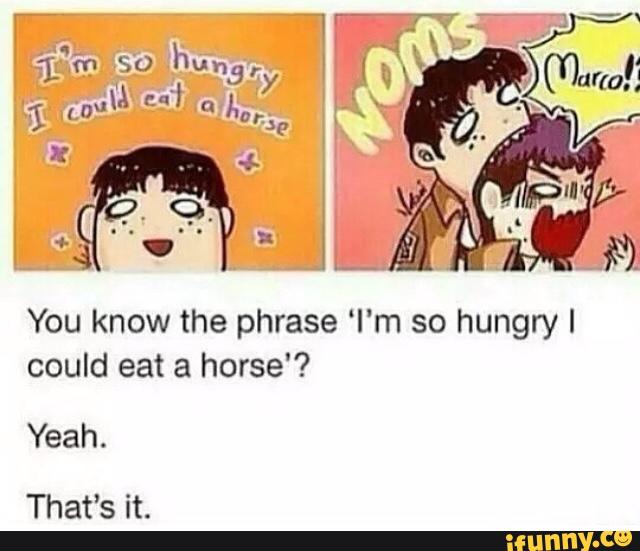 You know the phrase ‘I'm so hungry I could eat a horse'? Yeah. That’s