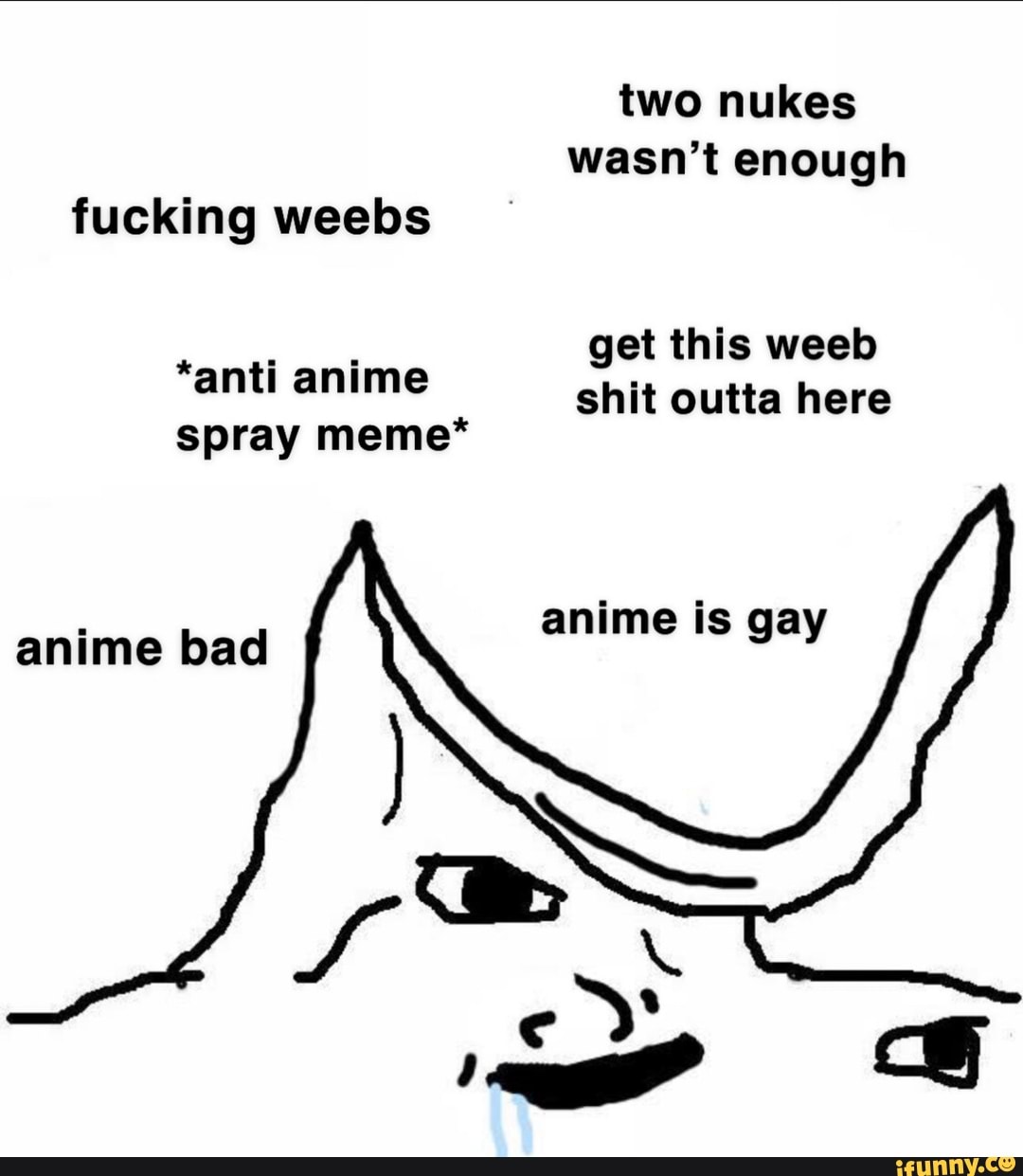 Enough Fucking Weebs Get This Weeb Shit Outta Here Anti Anime Spray Meme If...