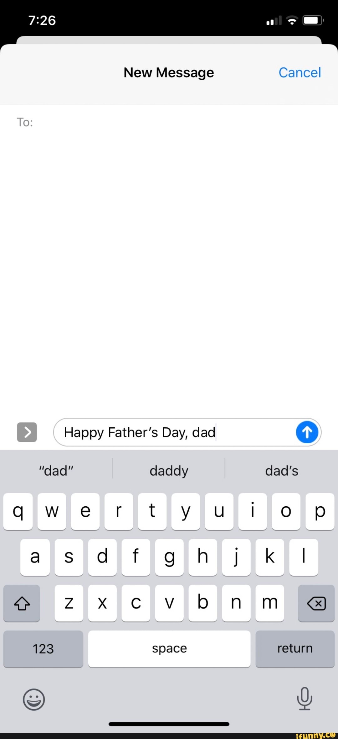 Happy Father's Day, dad
Q
123 space return