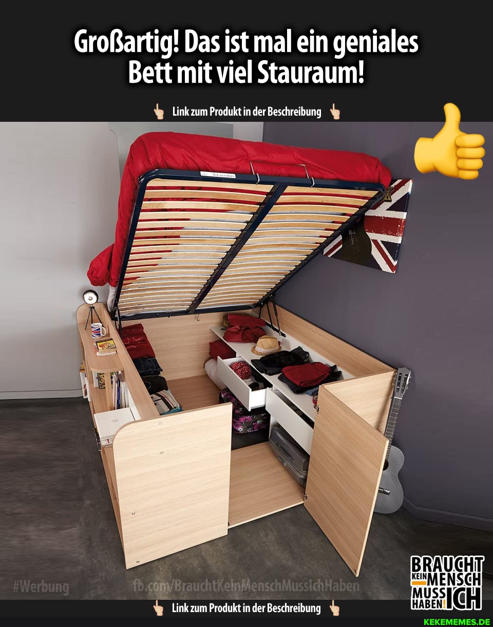 GroRartig! Das ist mal ein geniales Bett mit viel Stauraum! Link zum Produkt in 
