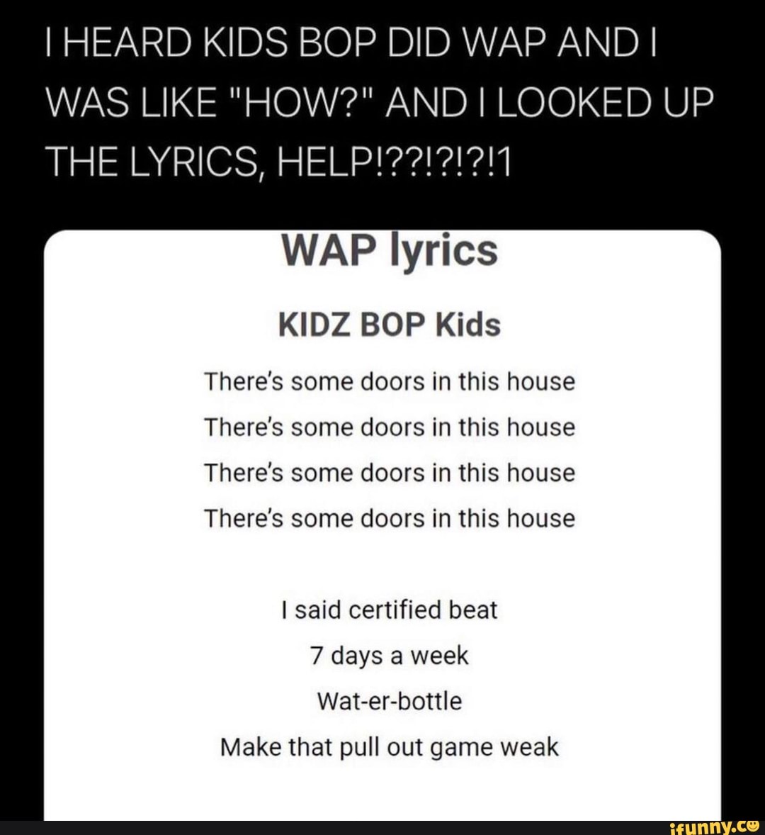 Sophie Ross On Twitter: No Bc The Kidz Bop WAP Lyrics, 52% OFF