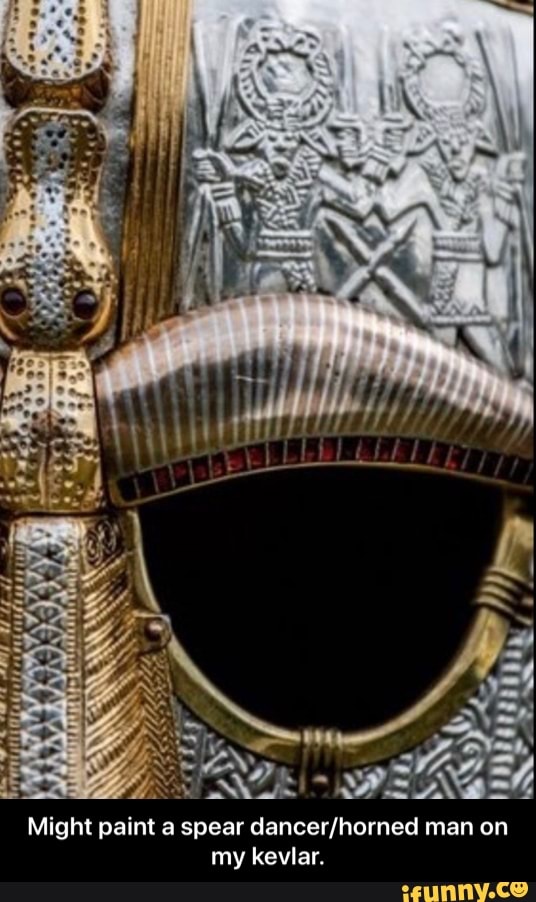 Might paint a spear dancer/horned man on - Might paint a spear dancer/horned man on my kevlar.