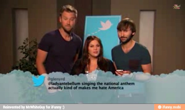 aglenyrd
bellum singing te national anthem
actually kind of makes me hate America
