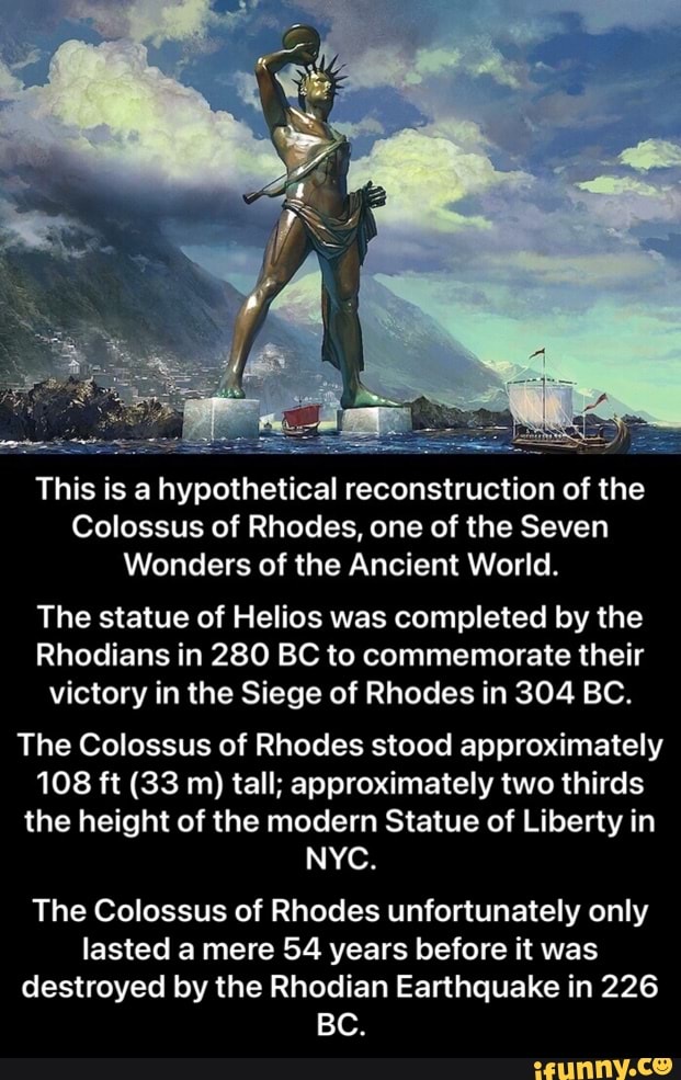 This Is A Hypothetical Reconstruction Of The Colossus Of Rhodes One Of The Seven Wonders Of The