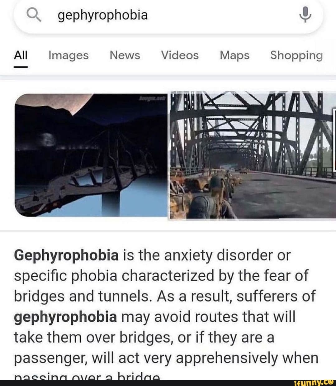 Gephyrophobia All Images News Videos Maps Shopping Gephyrophobia is the ...
