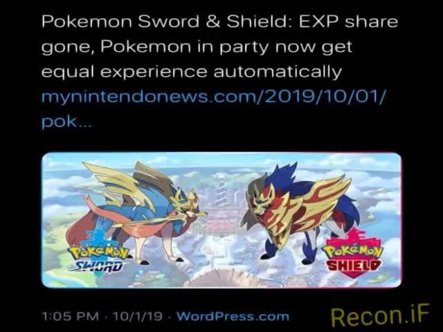 Pokemon Sword Shield Exp Share Gone Pokemon In Party Now Get Equal Experience Automatically