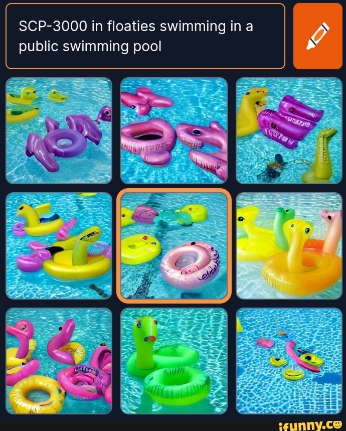SCP3000 in floaties swimming in a public swimming pool iFunny