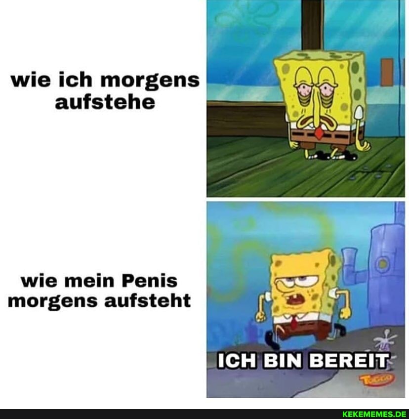 wie ich morgens I aufstehe
wie mein Penis morgens aufsteht
ICH BIN BEREIT;