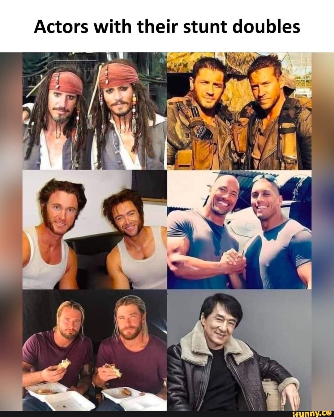 Actors with their stunt doubles - iFunny