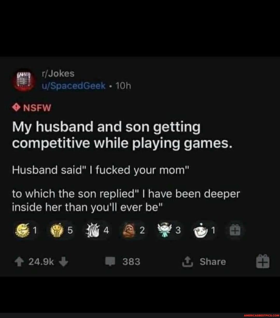 Jokes NSFW My husband and son getting competitive while playing games.  Husband said