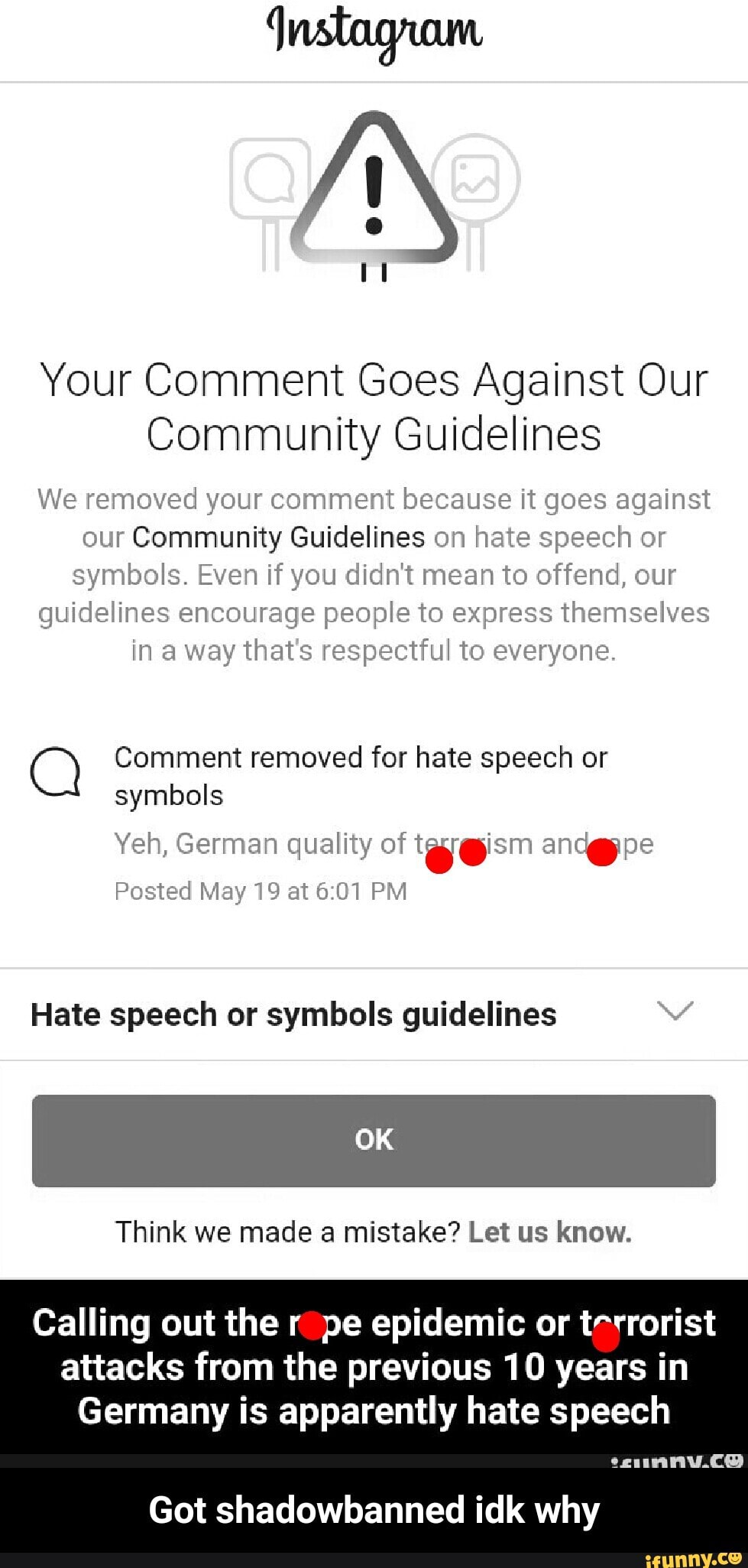 Your Comment Goes Against Our Community Guidelines We removed your ...