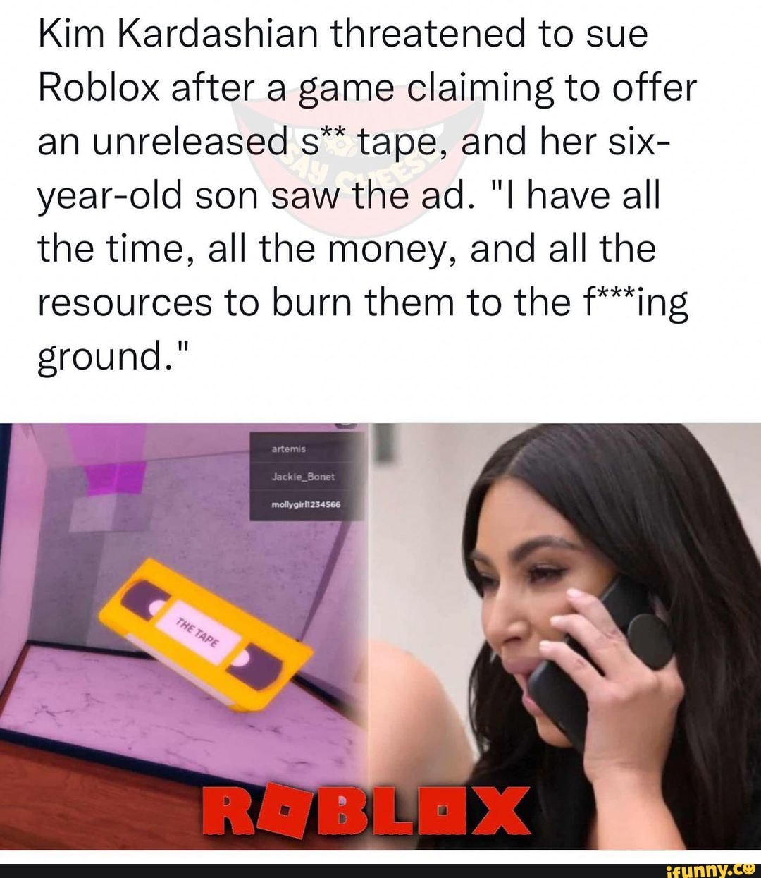 Kim Kardashian Threatened To Sue Roblox After A Game Claiming To Offer 