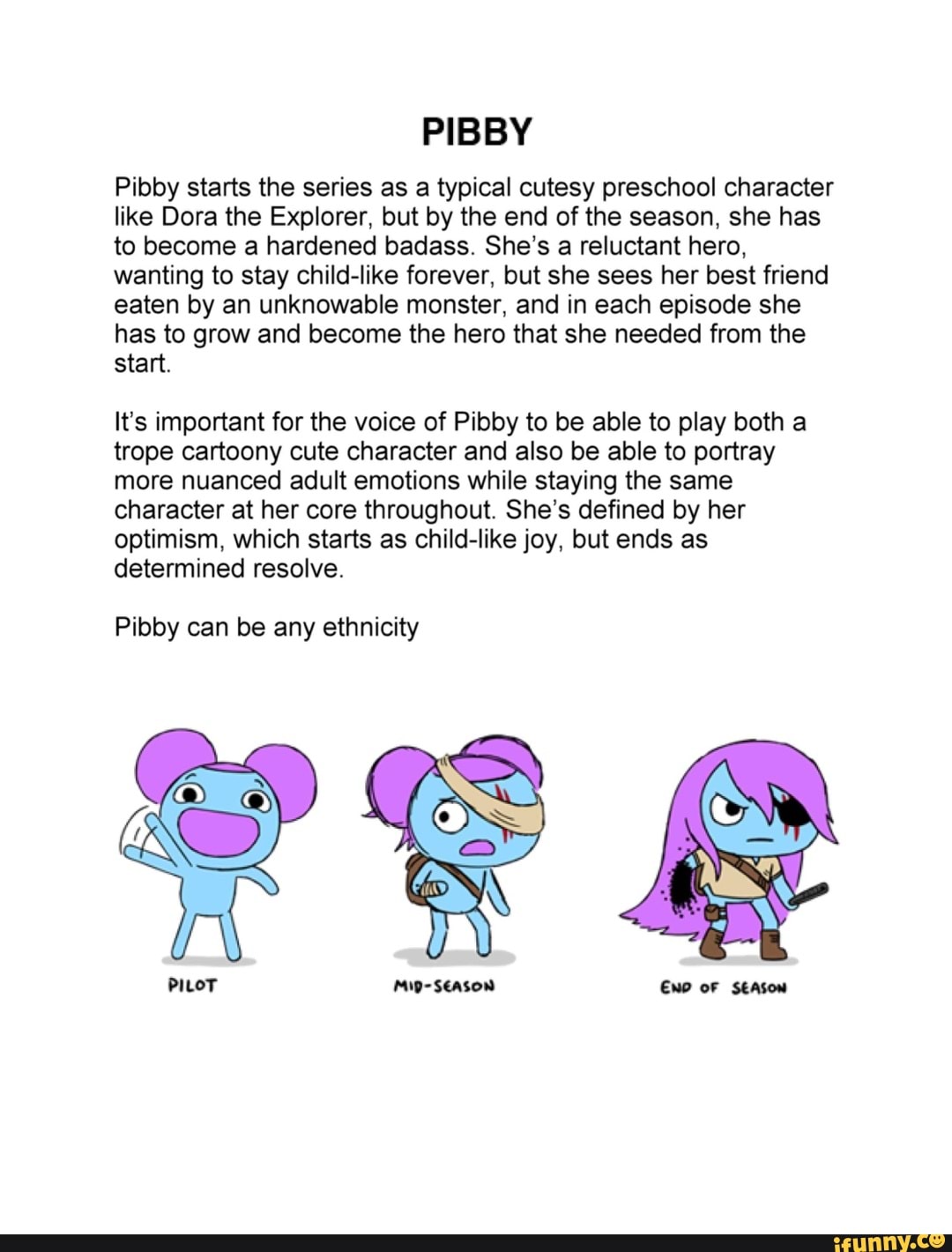 PIBBY Pibby starts the series as a typical cutesy preschool character ...