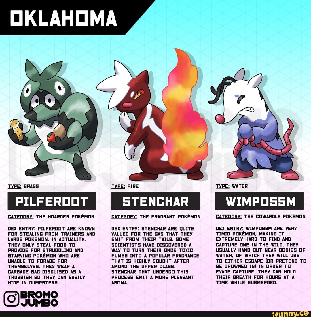 OKLAHOMA TYPE: GRASS CATEGORY: THE COMPOST POKEMON DEX ENTRY: KITRASH CAN  BE FOUND IN INNER CITY