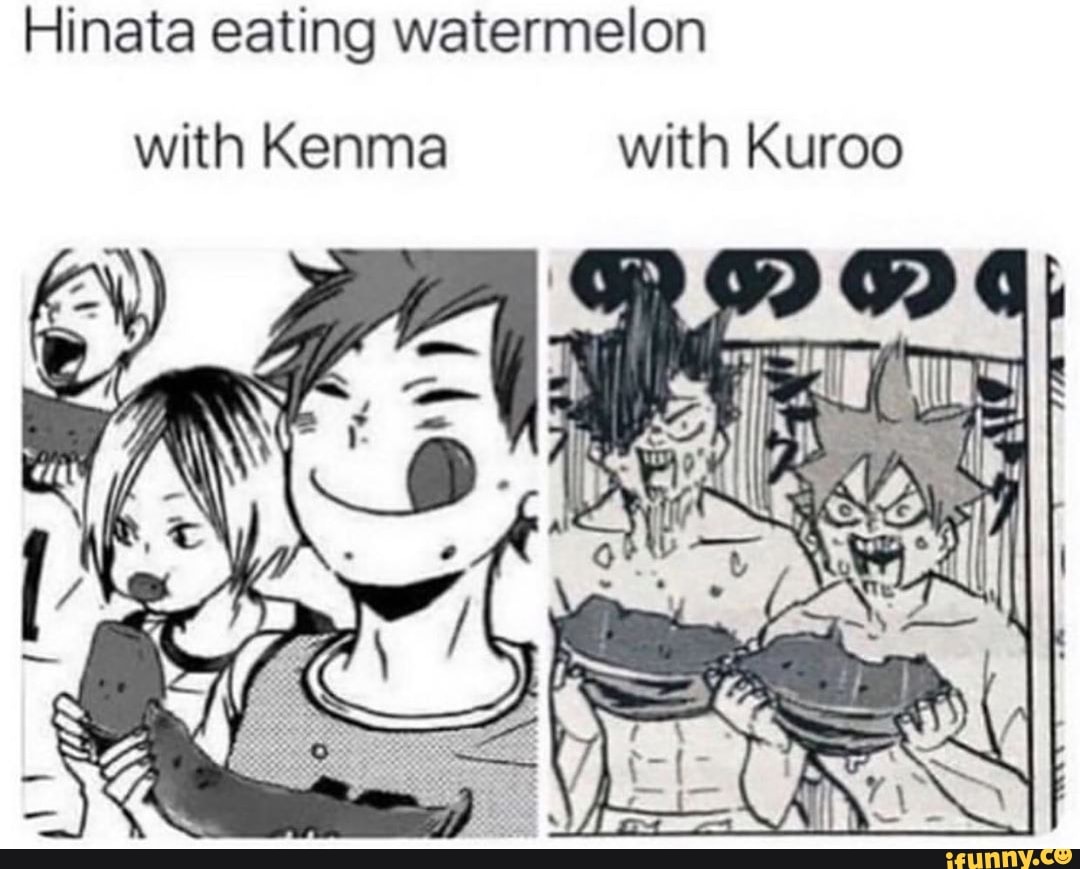 Hinata Eating Watermelon With Kenma With Kuroo - Ifunny