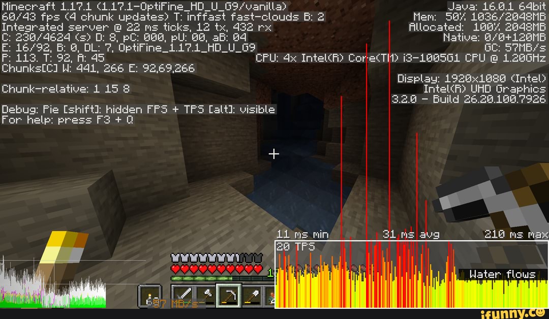 Minecraft 1 17 1 If Ine Java 16 6 1 64bit Fps 4 Chunk Updates T Inffast Fast