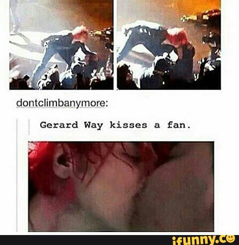 Gerard Way kisses a fan. 