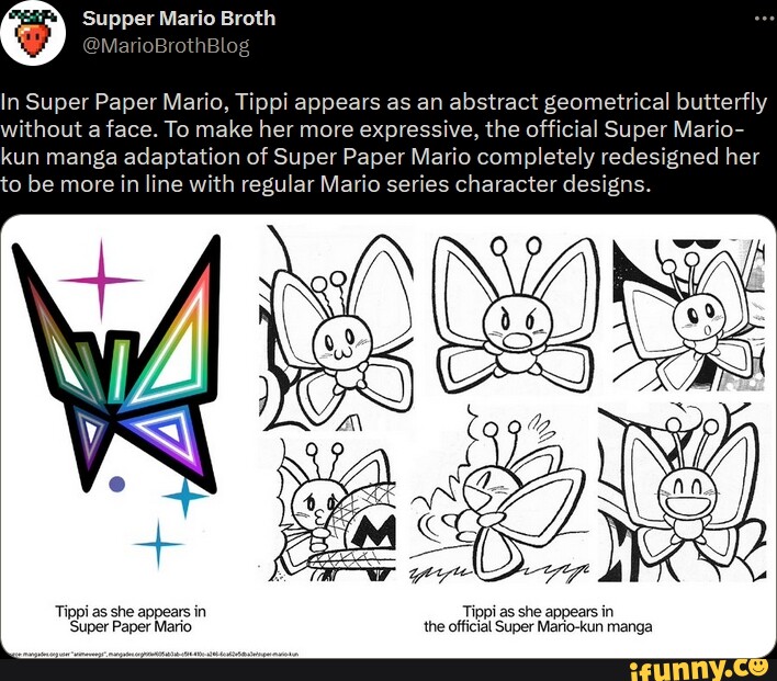 Supper Mario Broth Th In Super Paper Mario Tippi Appears As An Abstract Geometrical Butterfly