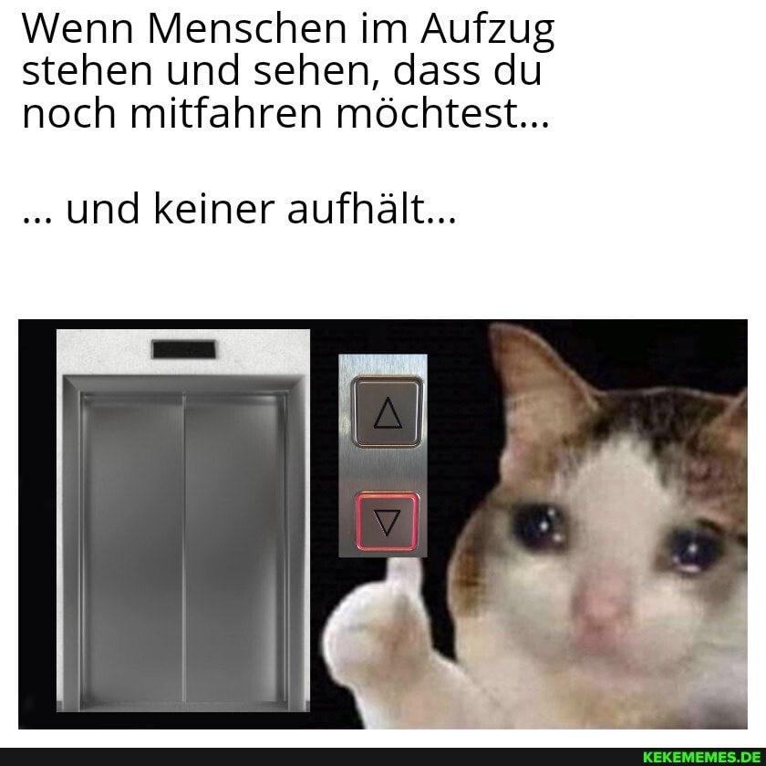 Wenn Menschen im Aufzug stehen und sehen, dass du noch mitfahren möchtest...
und keiner aufhält...