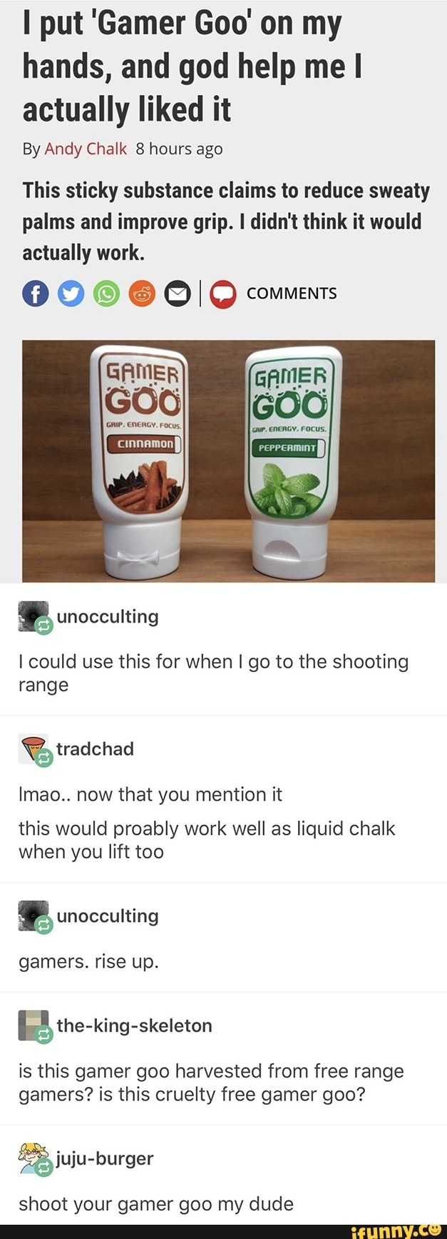 I could use this for when I go to the shooting
range
Imao.. now that you mention it
this would proably work well as liquid chalk
when you lift too