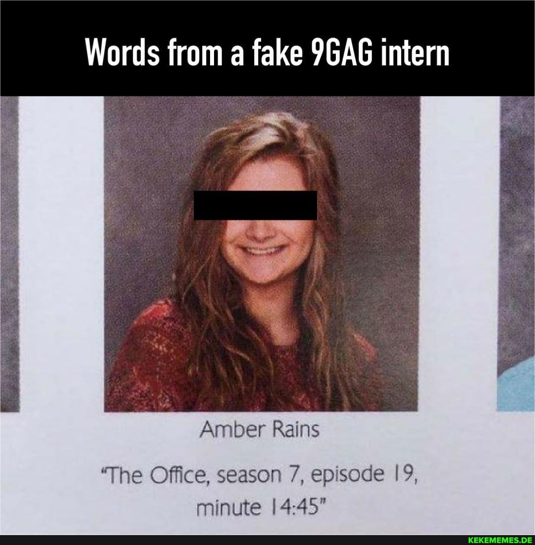Words from a fake 9GAG intern Amber Rains 'The Office, season 7, episode 19, min