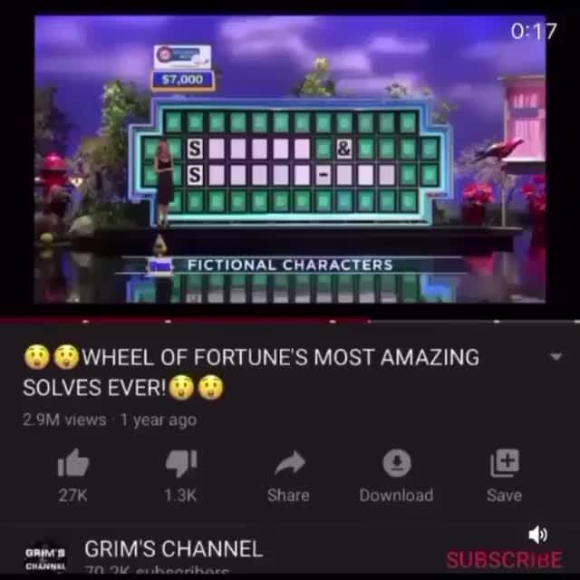 FICTIONAL CHARACTERS WHEEL OF FORTUNE'S MOST