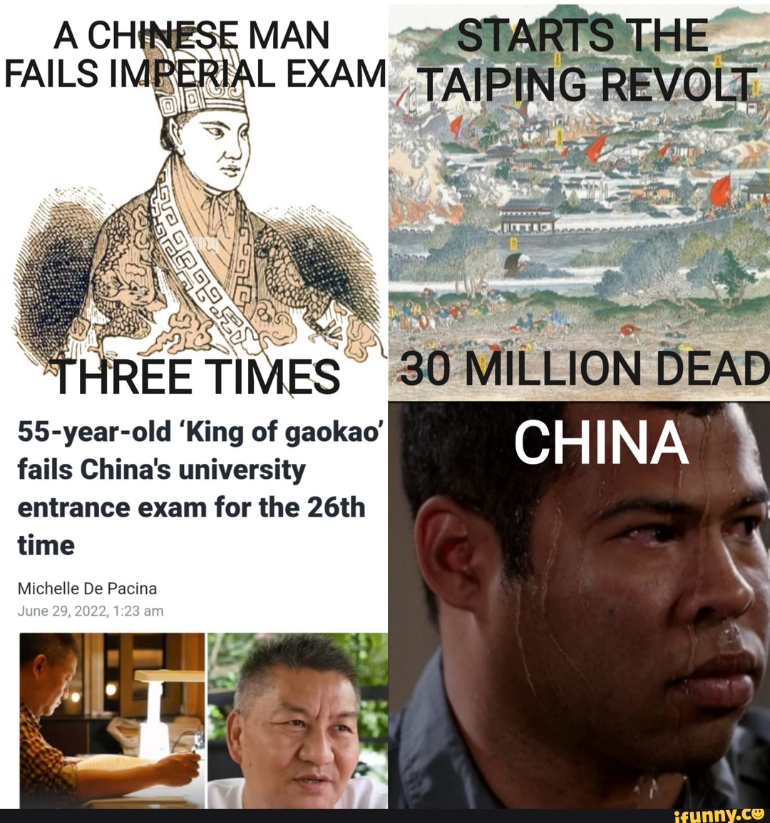 CHINESE MAN ING '30 MILLION DEAD CH NA 55yearold 'King of gaokao